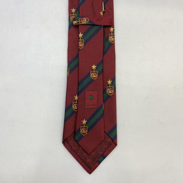 美品 GUCCI グッチ GG柄 ツイル ストライプ シルク ネクタイ ボルドー 中古】GUCCI シルクネクタイ マーモント×ストライプ ボルドー グッチ