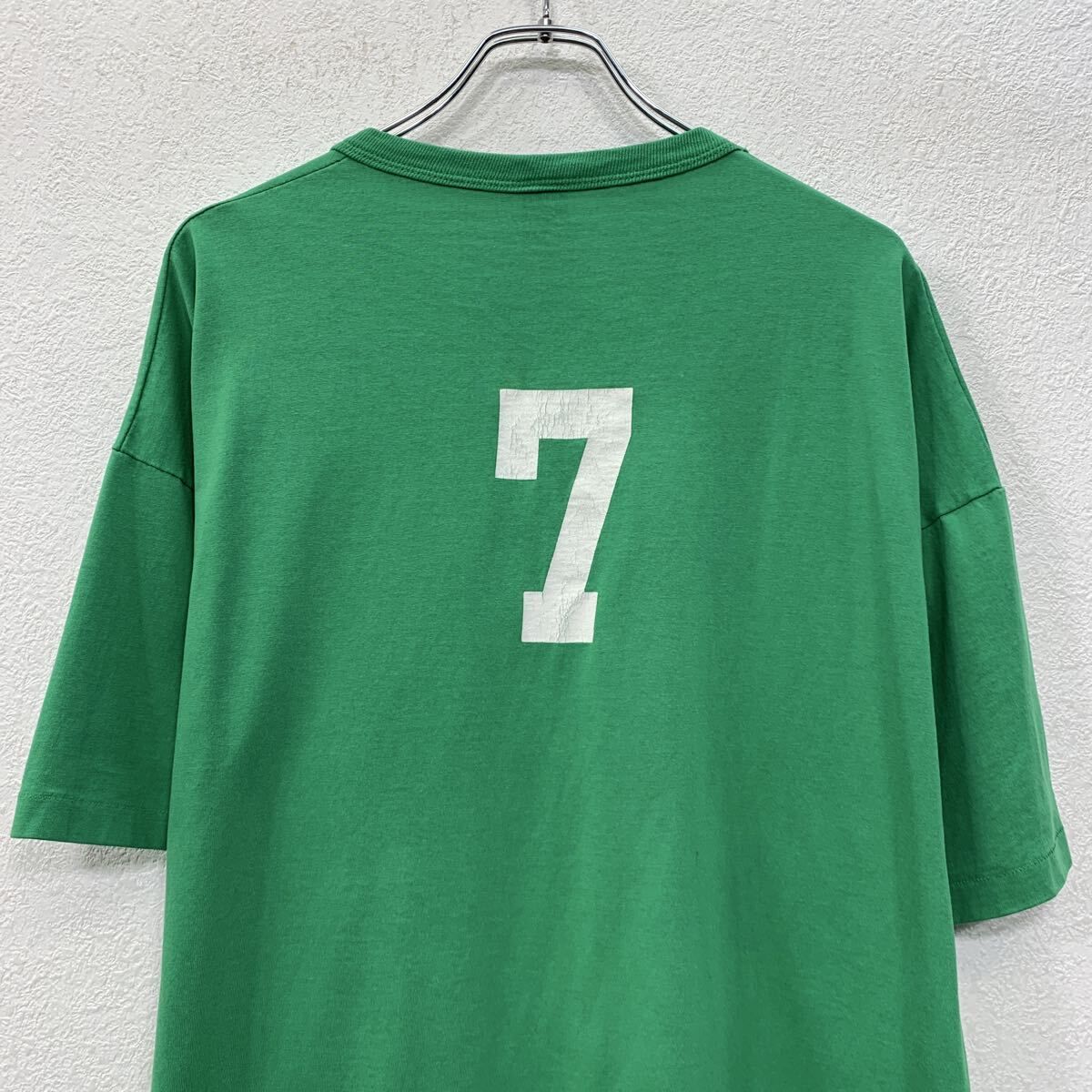 80s USA製 RUSSELL ATHLETIC 半袖 プリントTシャツ XXL グリーン