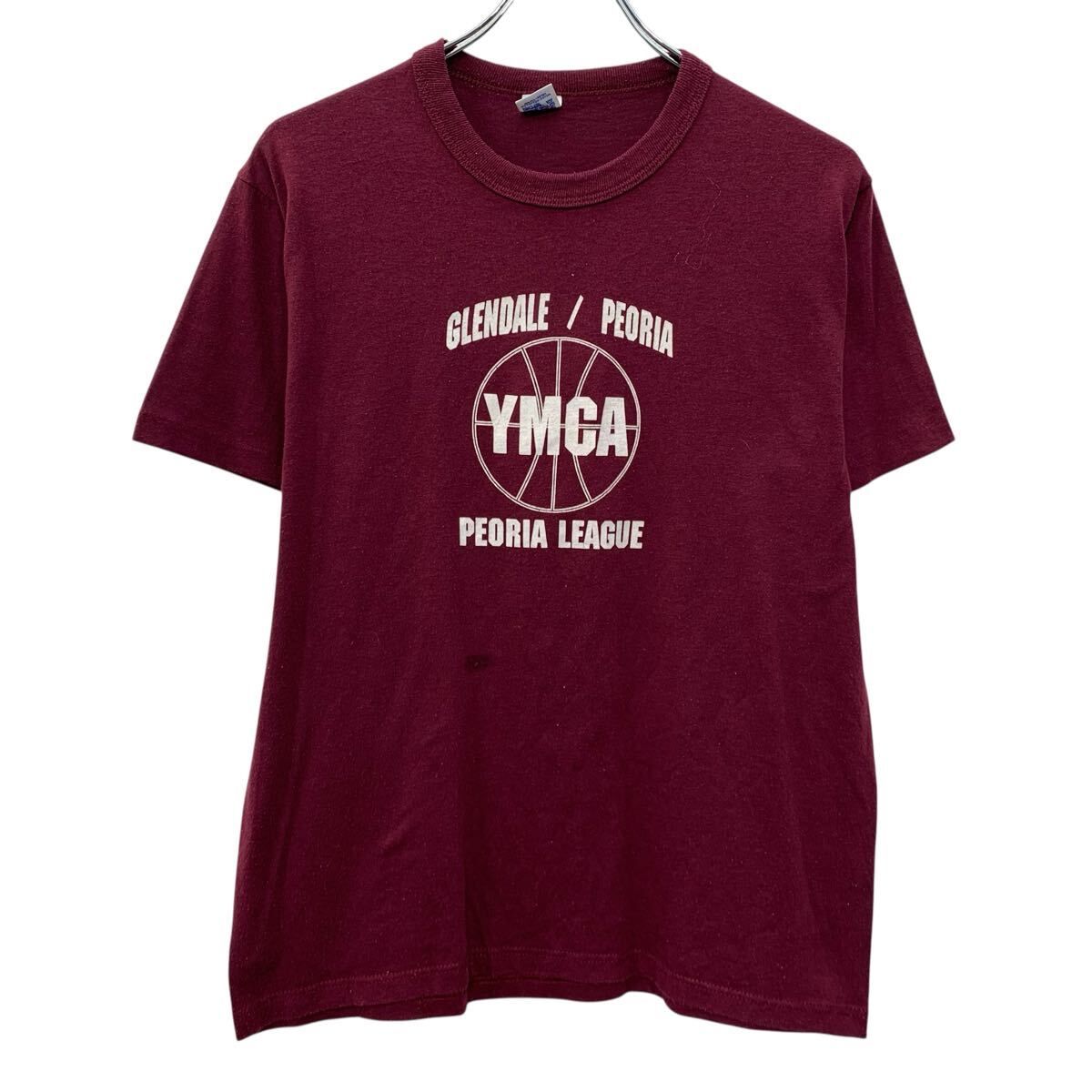 80s USA製 RUSSELL ATHLETIC 半袖 プリントTシャツ M ワインレッド