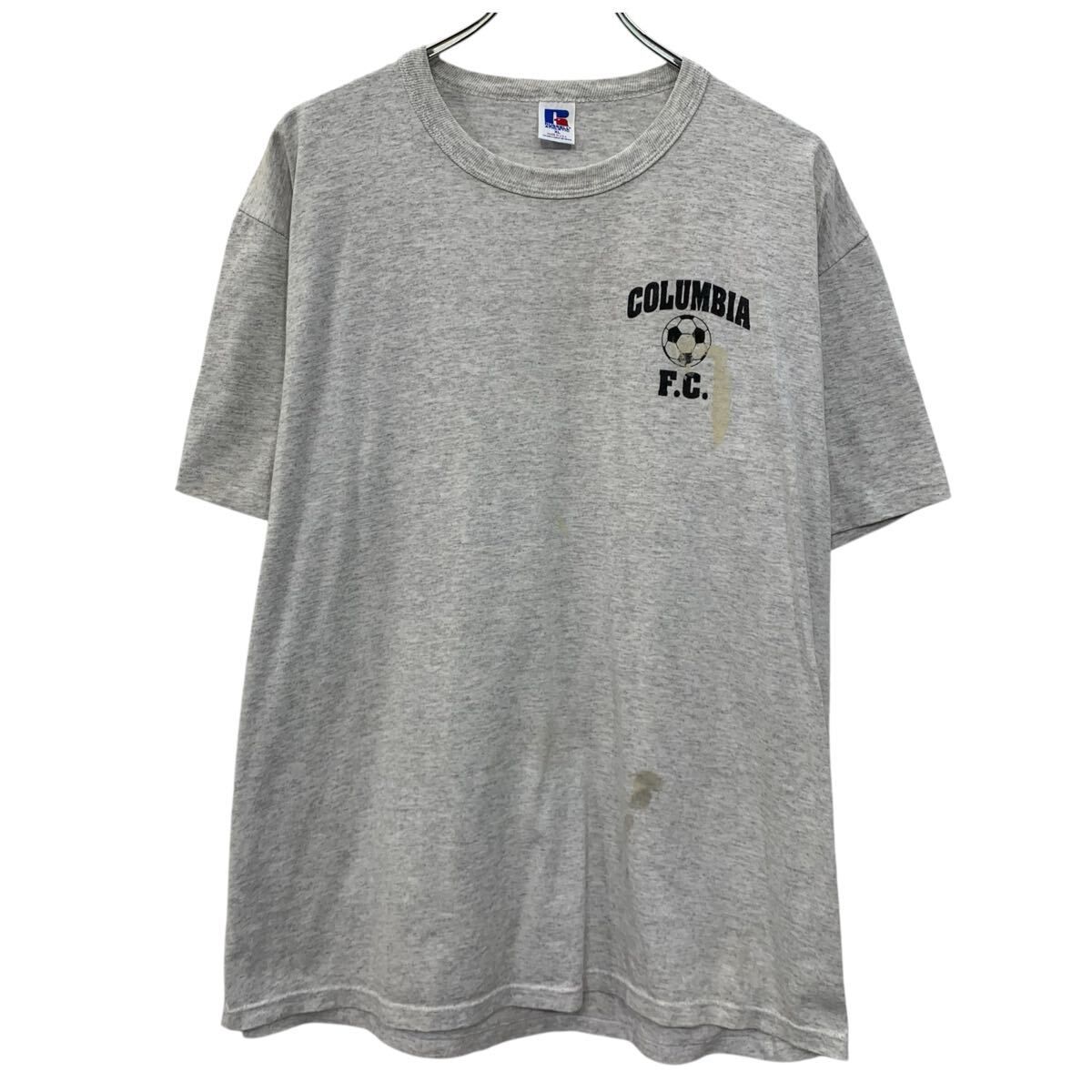 80s USA製 RUSSELL ATHLETIC 半袖 プリントTシャツ XL グレー ラッセル