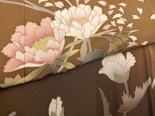 平和屋着物○訪問着 作家物 草花文 暈し染め 金彩 正絹 逸品