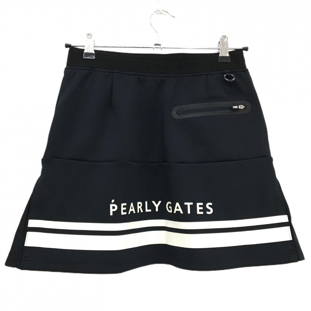 PGGパーリーゲイツ スカート ダークネイビー×白 ウエスト後ゴム 裾