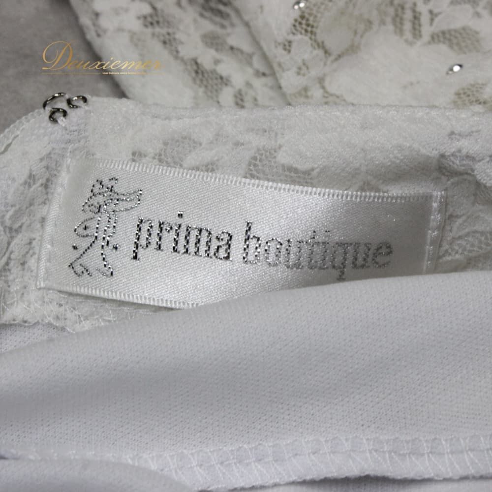 社交ダンス 衣装 prima boutique プリマブティック ドレス スタンダード ホワイト系 白 スタンダードドレス ラインストーン レース 長袖 フロート パーティドレス ダンスパーティー ステージ衣装 発表会 きれいめ 上品 気品 エレガント