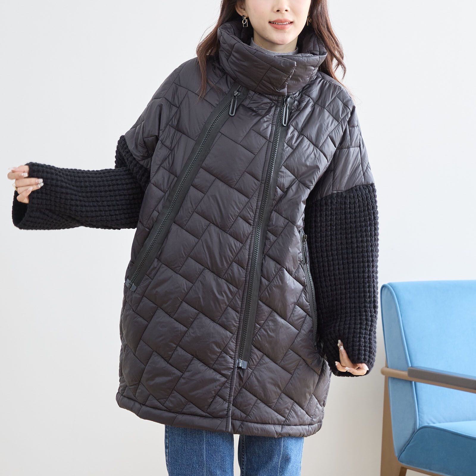 TRUBE 新品 ニットスリーブ キルティングコート
