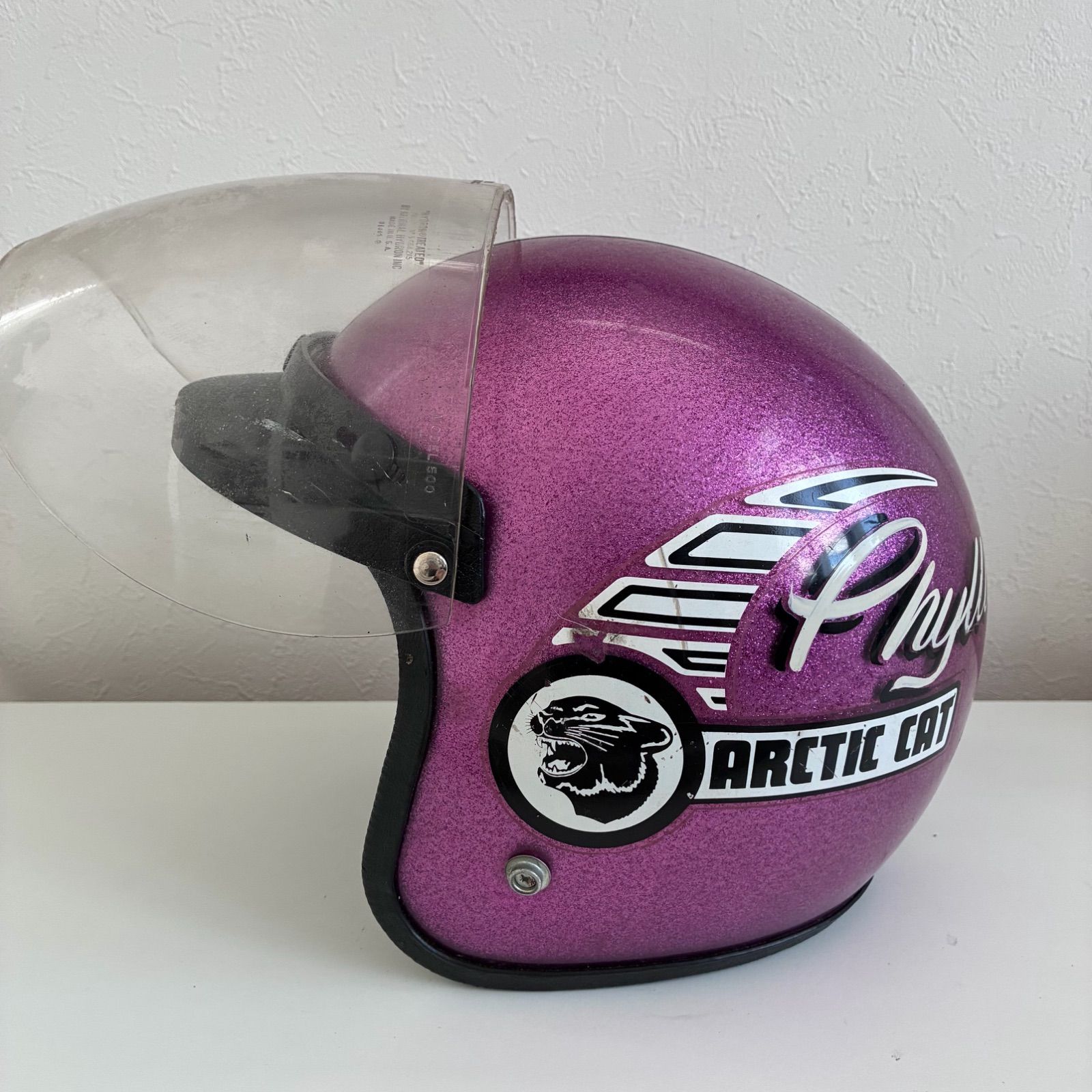 arctic cat☆ビンテージヘルメット Mサイズ シールド フレーク 紫