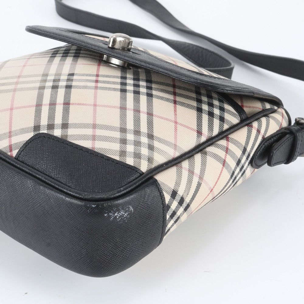 美品 バーバリー ノバ チェック レザー ショルダーバッグ 斜め掛け