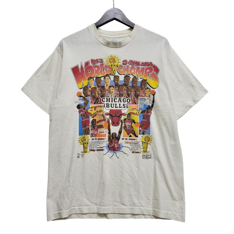 【中古品】 SALEM SPORTSWEAR サレム スポーツウェア USA製 両シングル CHICAGO BULLS 1993年 優勝記念 SS TEE シカゴ ブルズ ショートスリーブ Tシャツ トップス 【146-260721-kh-02-izu】