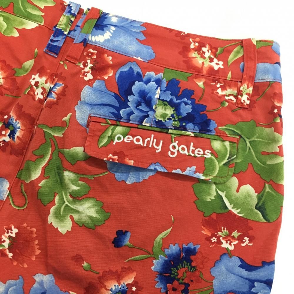パーリーゲイツ パンツ レッド系×ブルー 花柄 ストレッチ レディース 1