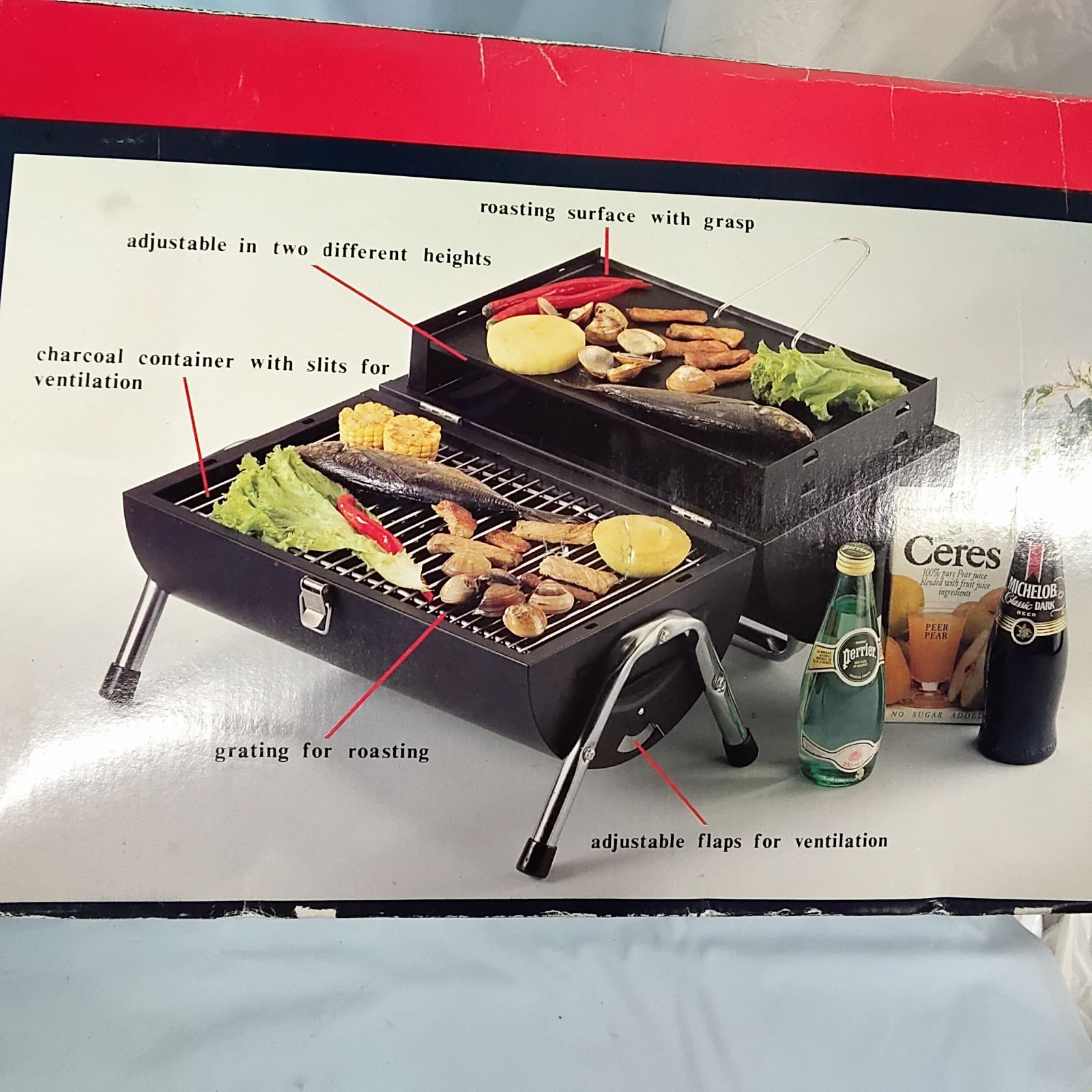 未使用 ポータブル 小型 ドラム缶形 バーベキューコンロ 箱付 ソロ