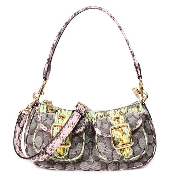 COACH ワンショルダーバッグ シグネチャー パイソン柄 Y2K コーチ バッグ COACH パイソン ジャガード レザー シグネチャー