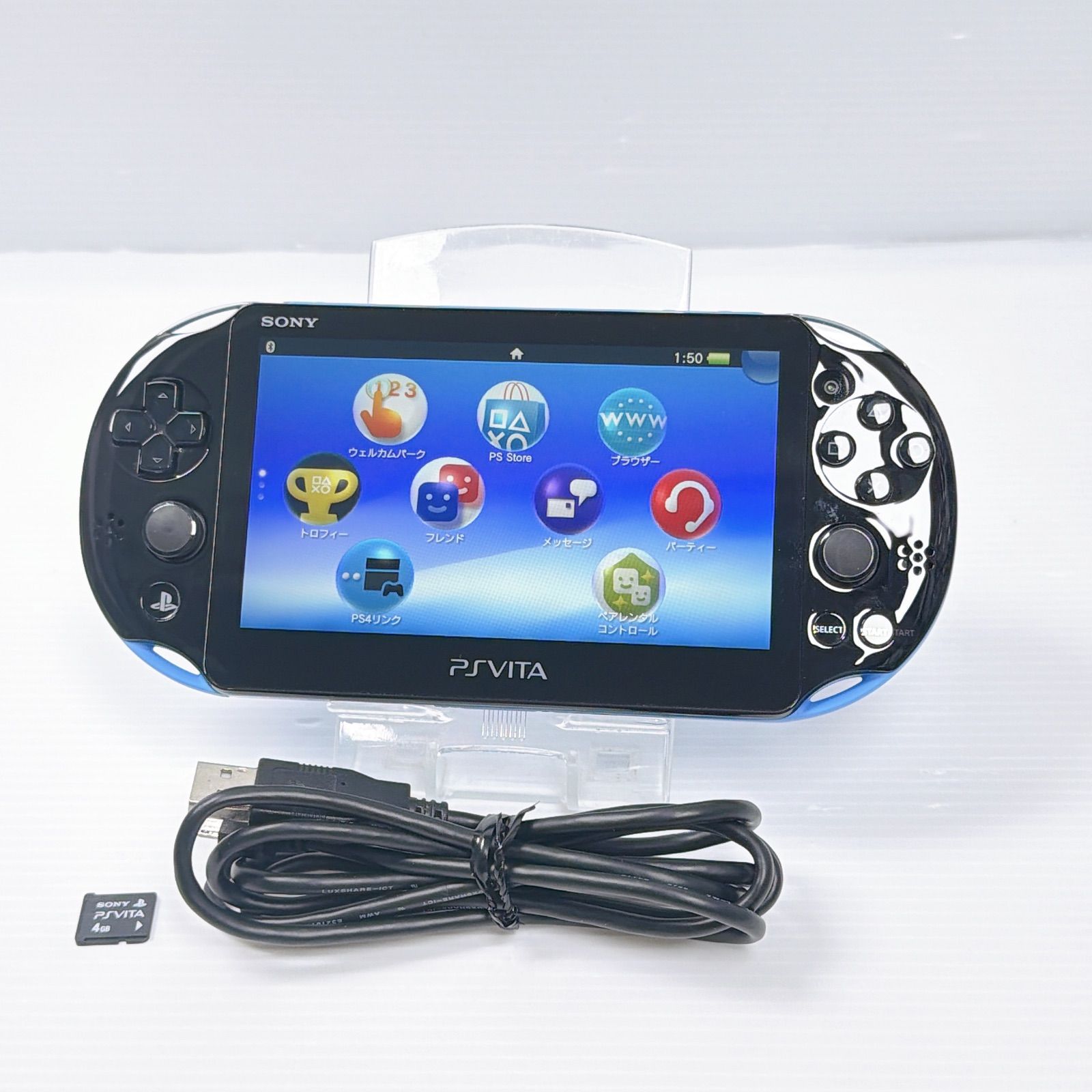 極美品 PSVITA PCH 2000 ブルーブラック 純正4GBメモリーカード付き