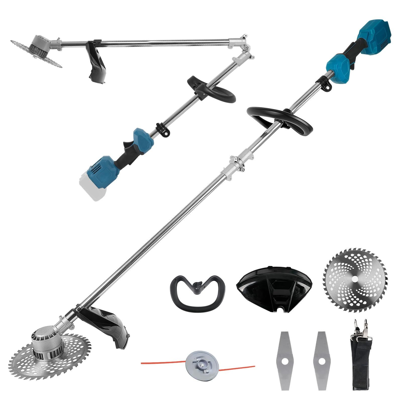 ★新品★草刈機 充電式草刈り機 18Vバッテリー BL1830 BL1840B BL1850B 互換性 【強化版】刈刃径230mm 長さ165cm 折りたたみ式 24000rpm 肩掛け付き 多替刃付き 800Wブラシレスモーター搭載 9インチ 多機能 電動刈