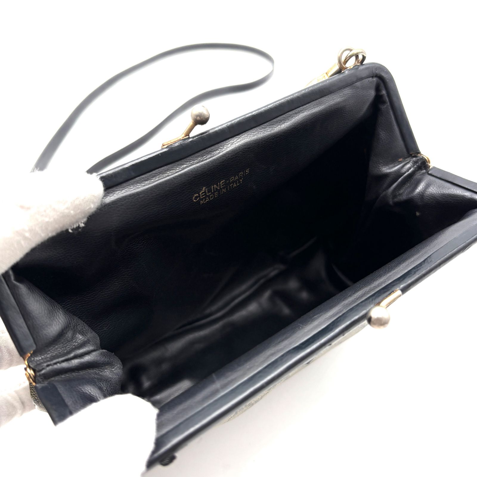 セリーヌ CELINE 黒マカダム トリオンフ ブラゾン ショルダーバッグ 