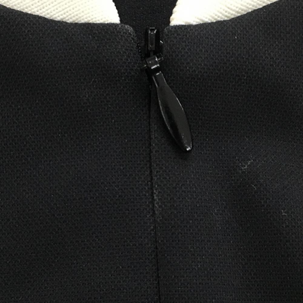 ワック ノースリーブワンピース 黒×白 ロゴ刺しゅう フロントジップ