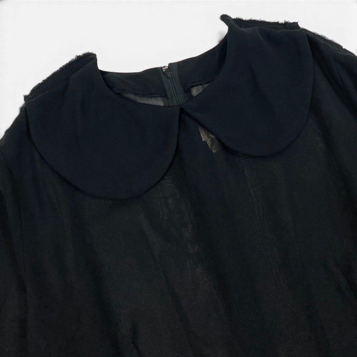 Ag23 COMME des GARCONS AD2018 フリルブラウス 丸襟 シースルー 日本 