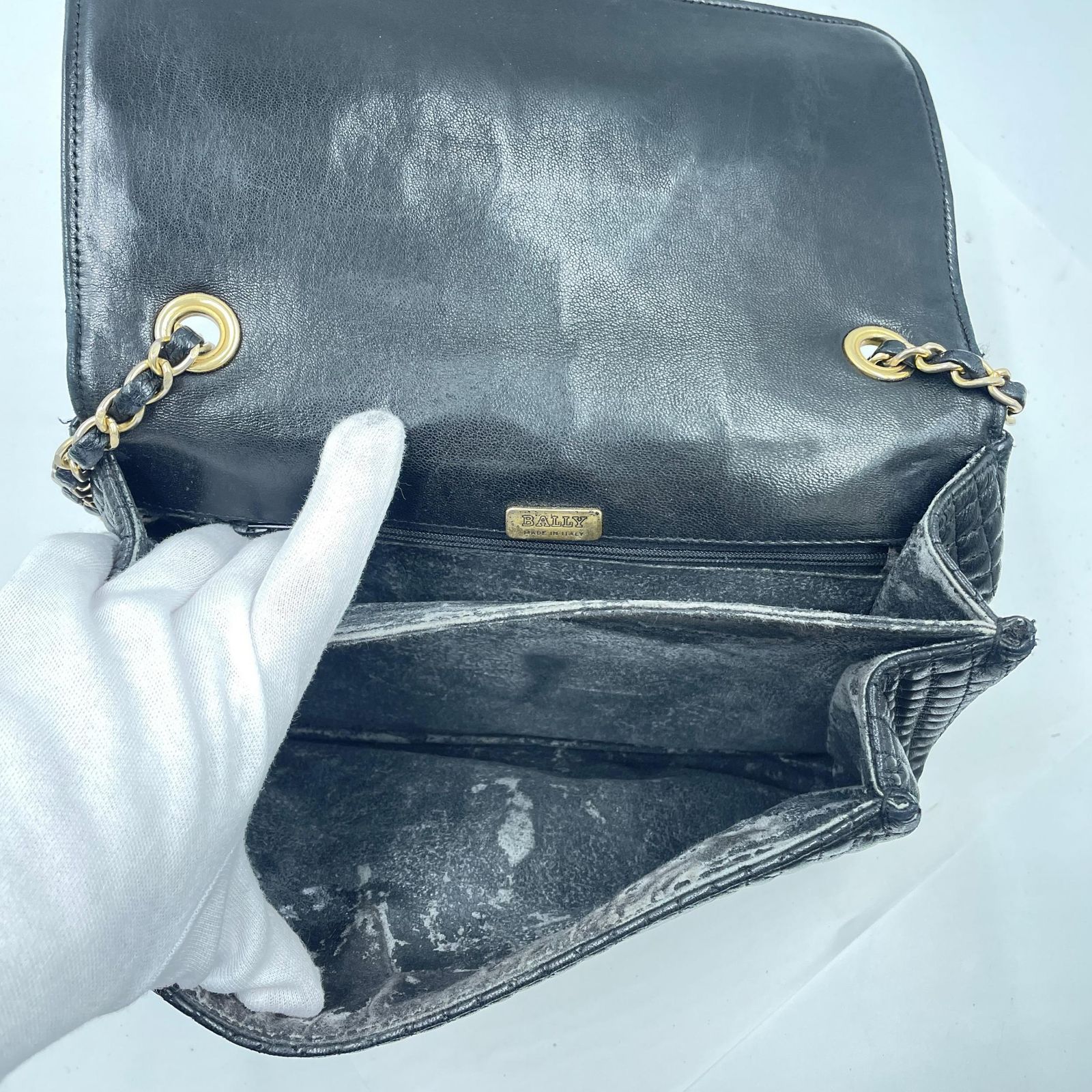 7BS005BALLY バリー チェーンバッグ キルティング Bロゴショルダー 