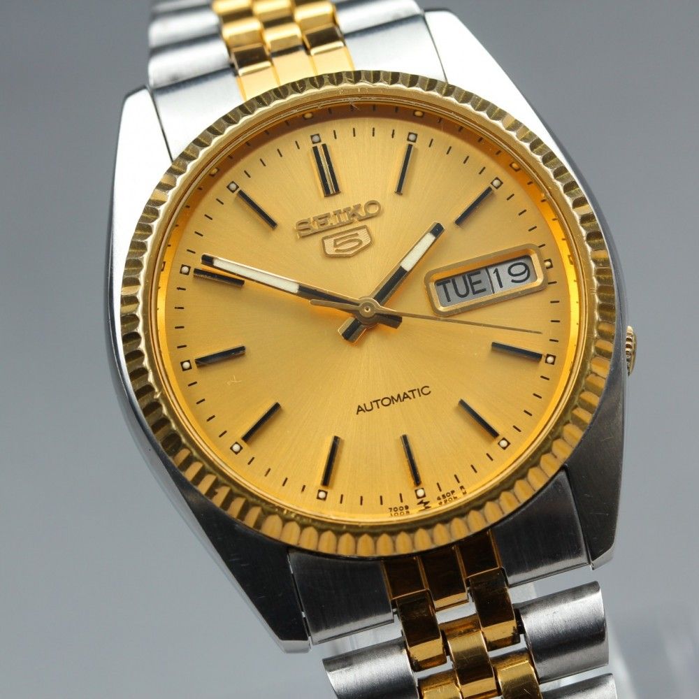 【稼働品】 SEIKO 5 7009-3110 ゴールド シルバー デイデイト 純正ブレス 自動巻き メンズ 腕時計 1985年製 #17640 31,850円
