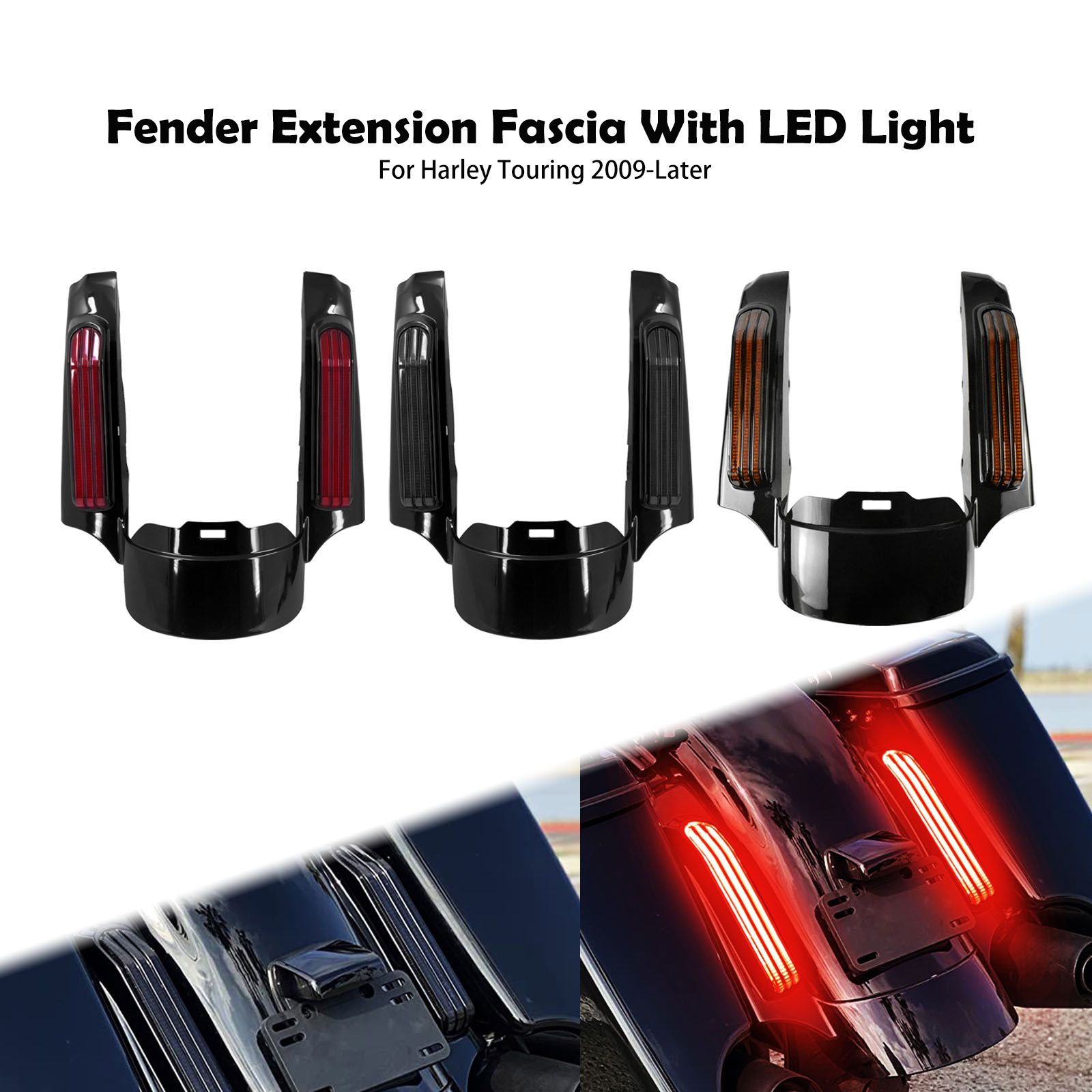 ハーレー ツーリング用 LEDライト付きリアフェンダーエクステンション