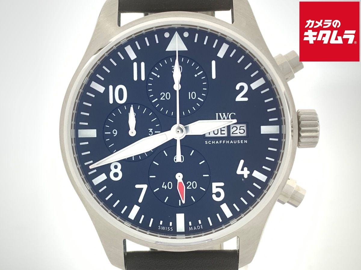【中古】 【美品】 IWC パイロットウォッチ クロノグラフ ブラック IW378001 ステンレススティール