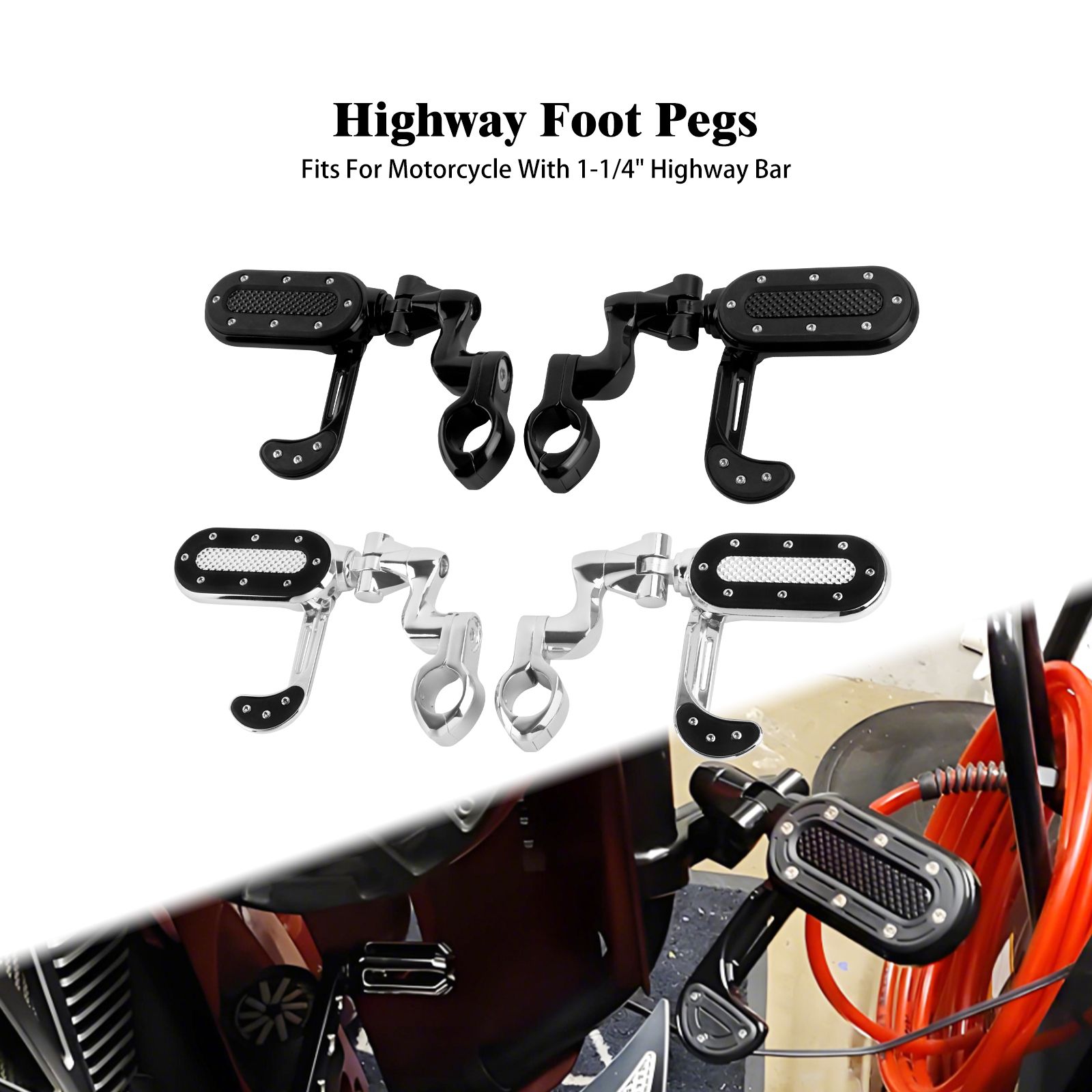 ハーレー用 調整可能ハイウェイフットペグ 32mm フットレスト