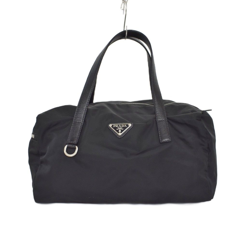 プラダ PRADA ナイロン 三角ロゴ ミニボストン ハンドバッグ 黒