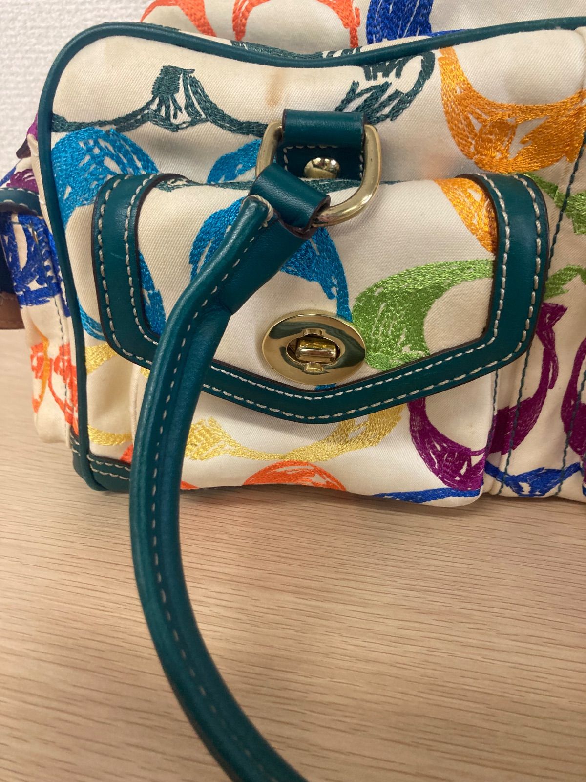 レディース COACHI スクリブルステッチ ポケットサッチェル ハンドバッグ