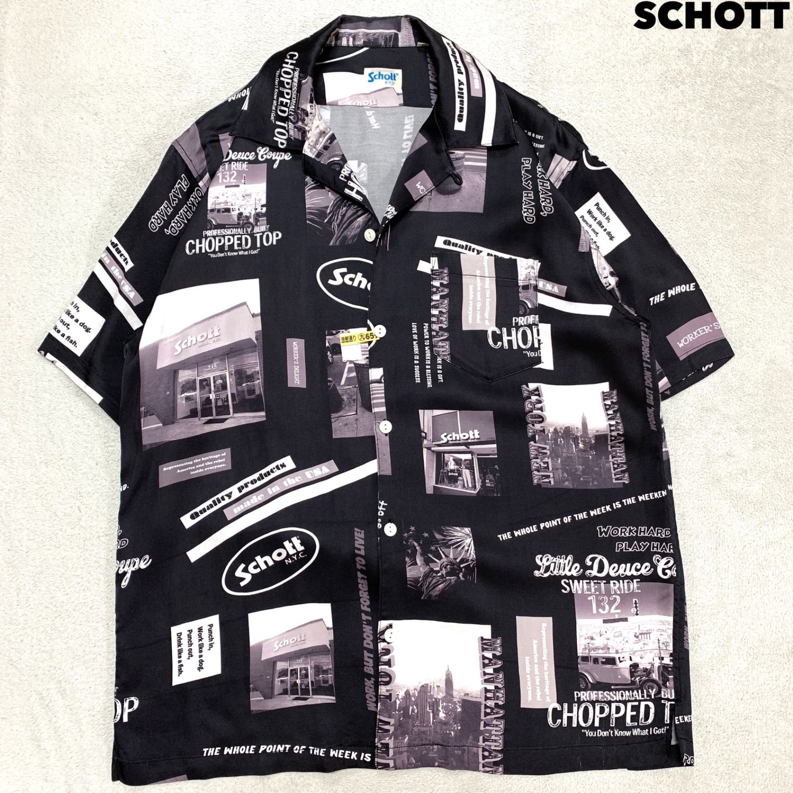 SCHOTT PHOTO COLLAGE HAWAIIAN SHIRT S/S クリーニング済 ハワイアン