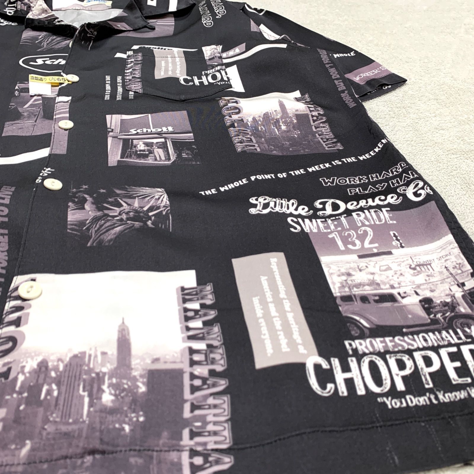 SCHOTT PHOTO COLLAGE HAWAIIAN SHIRT S/S クリーニング済 ハワイアン