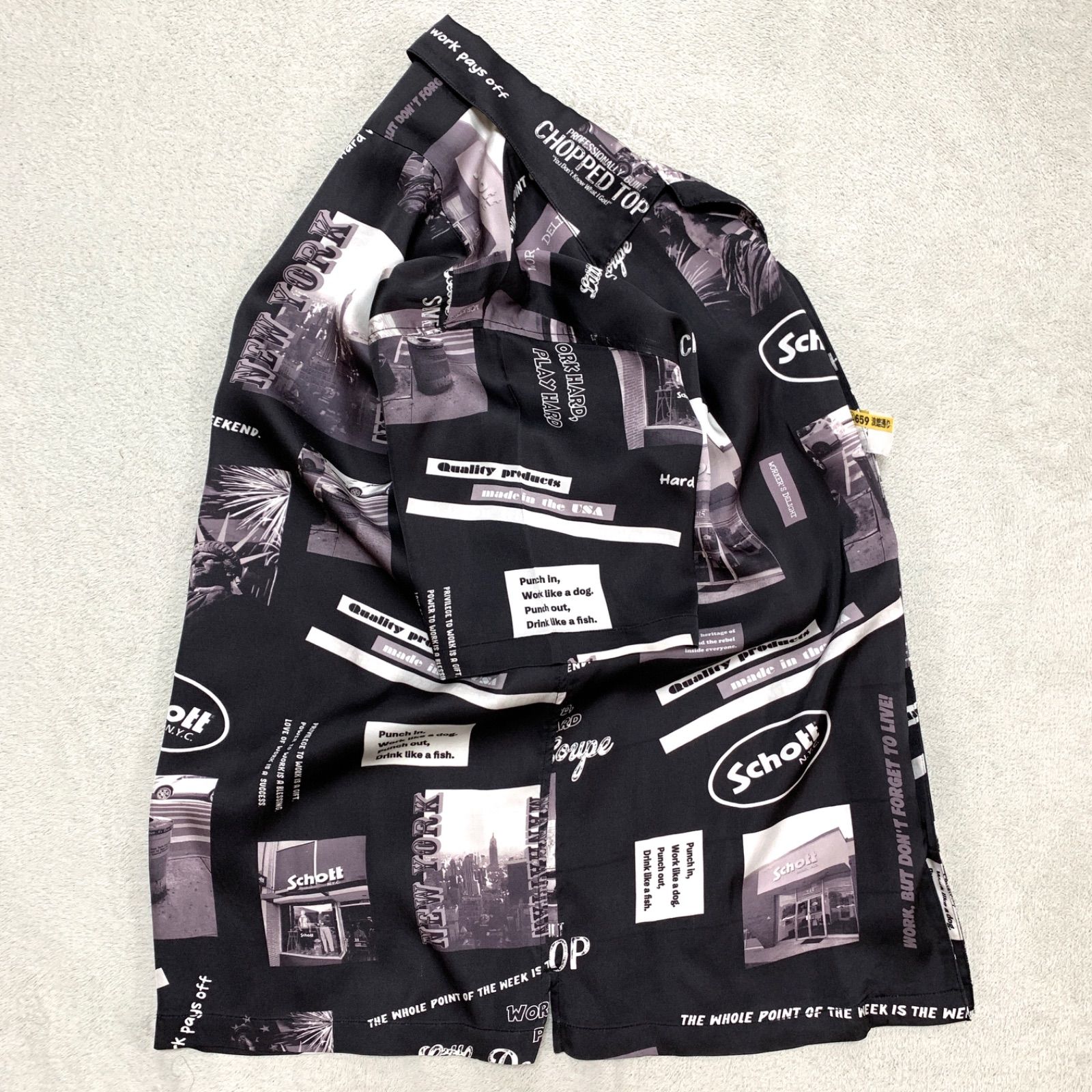 SCHOTT PHOTO COLLAGE HAWAIIAN SHIRT S/S クリーニング済 ハワイアン