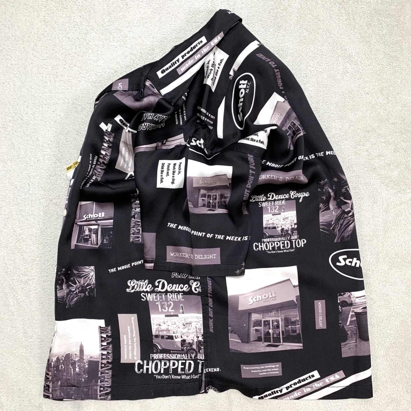 SCHOTT PHOTO COLLAGE HAWAIIAN SHIRT S/S クリーニング済 ハワイアン