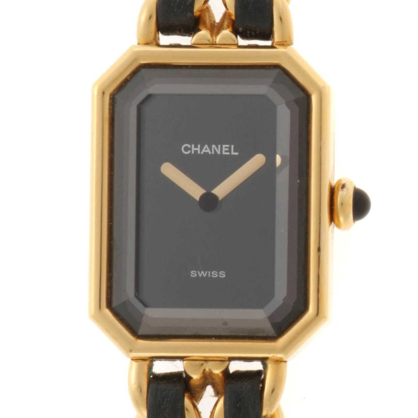 CHANEL シャネル プルミエールM H0001 腕時計 本革/ステンレス ブラック 電波時計 ブラック文字盤 レディース【中古】471