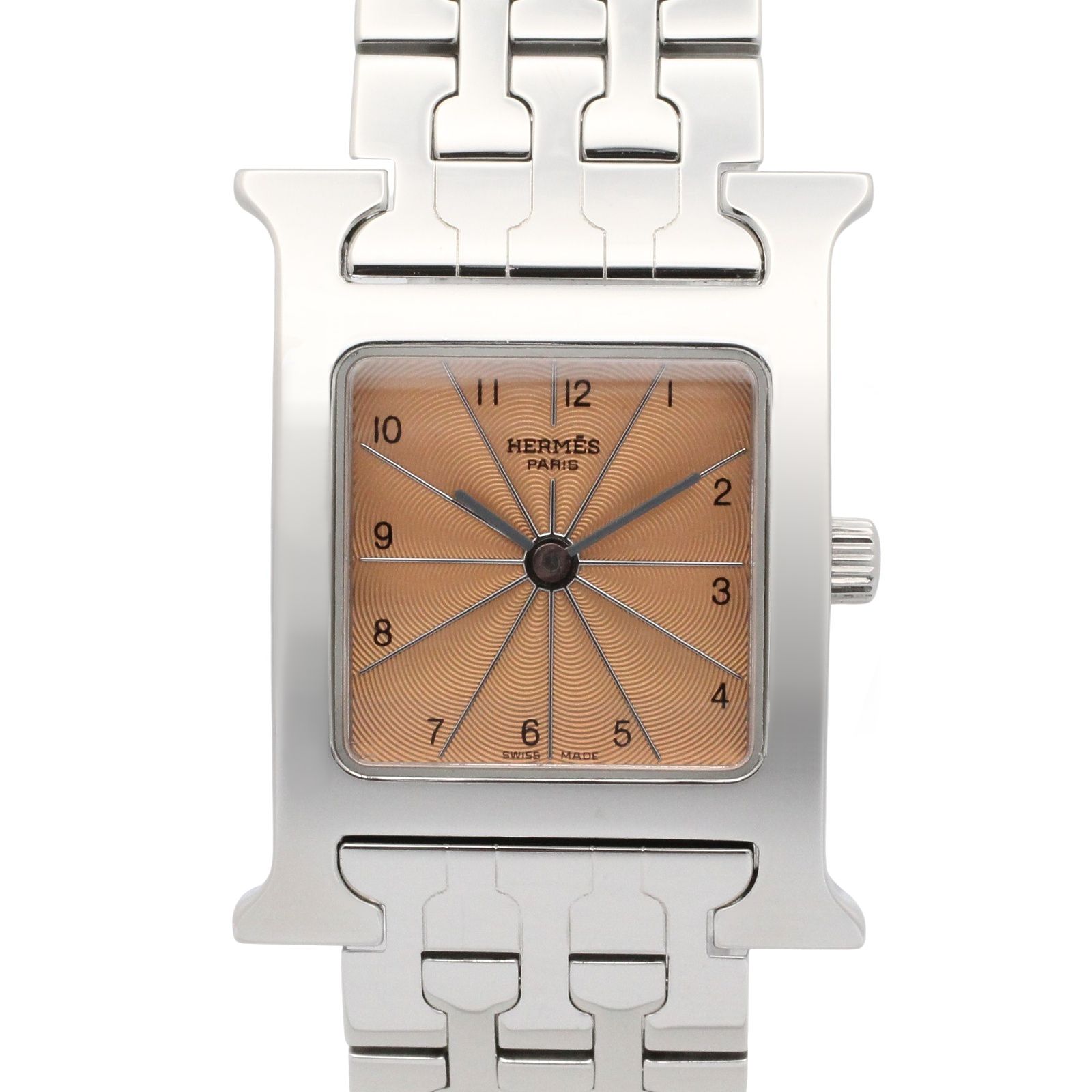 エルメス HERMES 腕時計 Hウォッチ HH1.210 ピンク ステンレススチール Hウォッチ レディース Used A