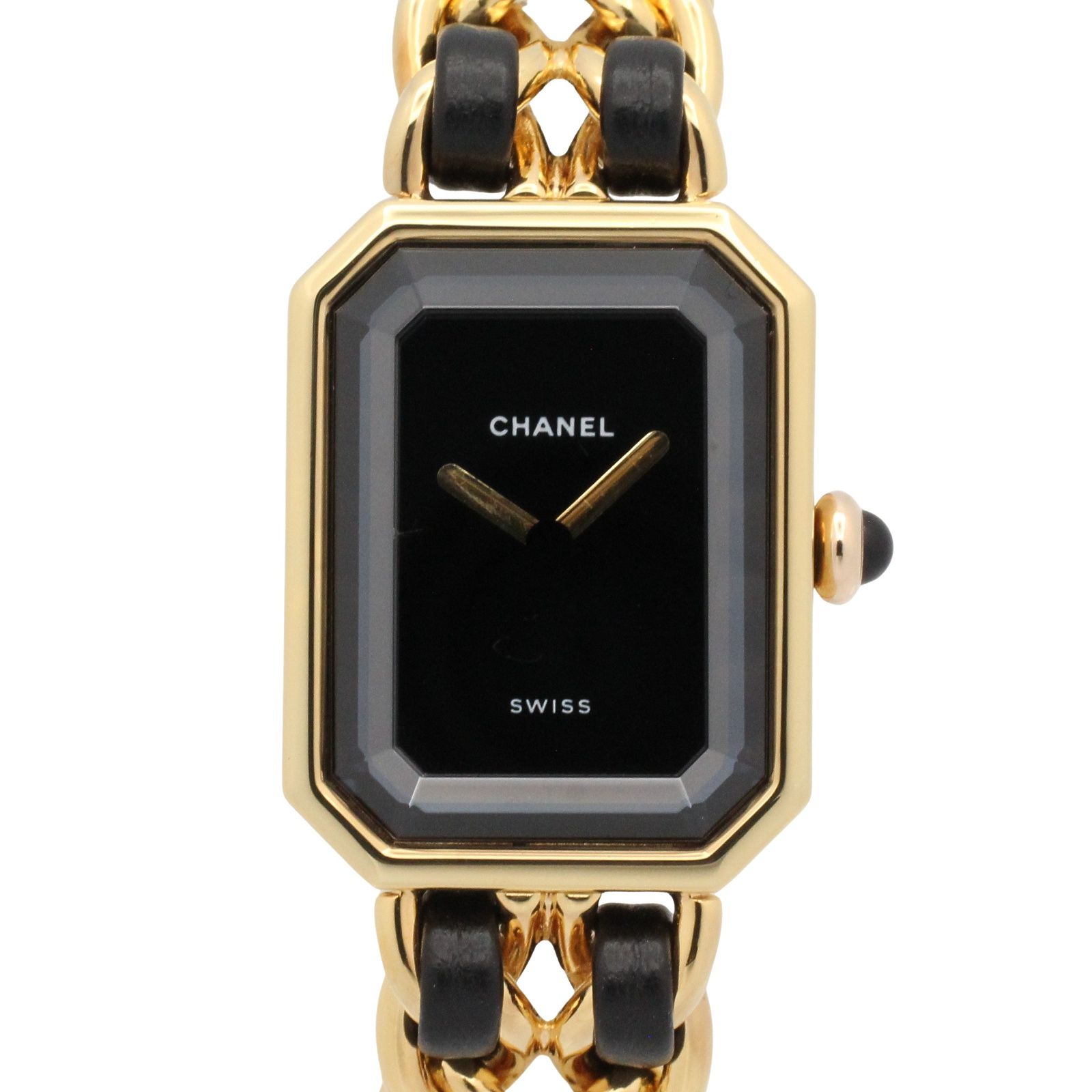 シャネル CHANEL 腕時計 プルミエール M H0001 ブラック GP（ゴールドメッキ） レザー プルミエール M レディース Used A