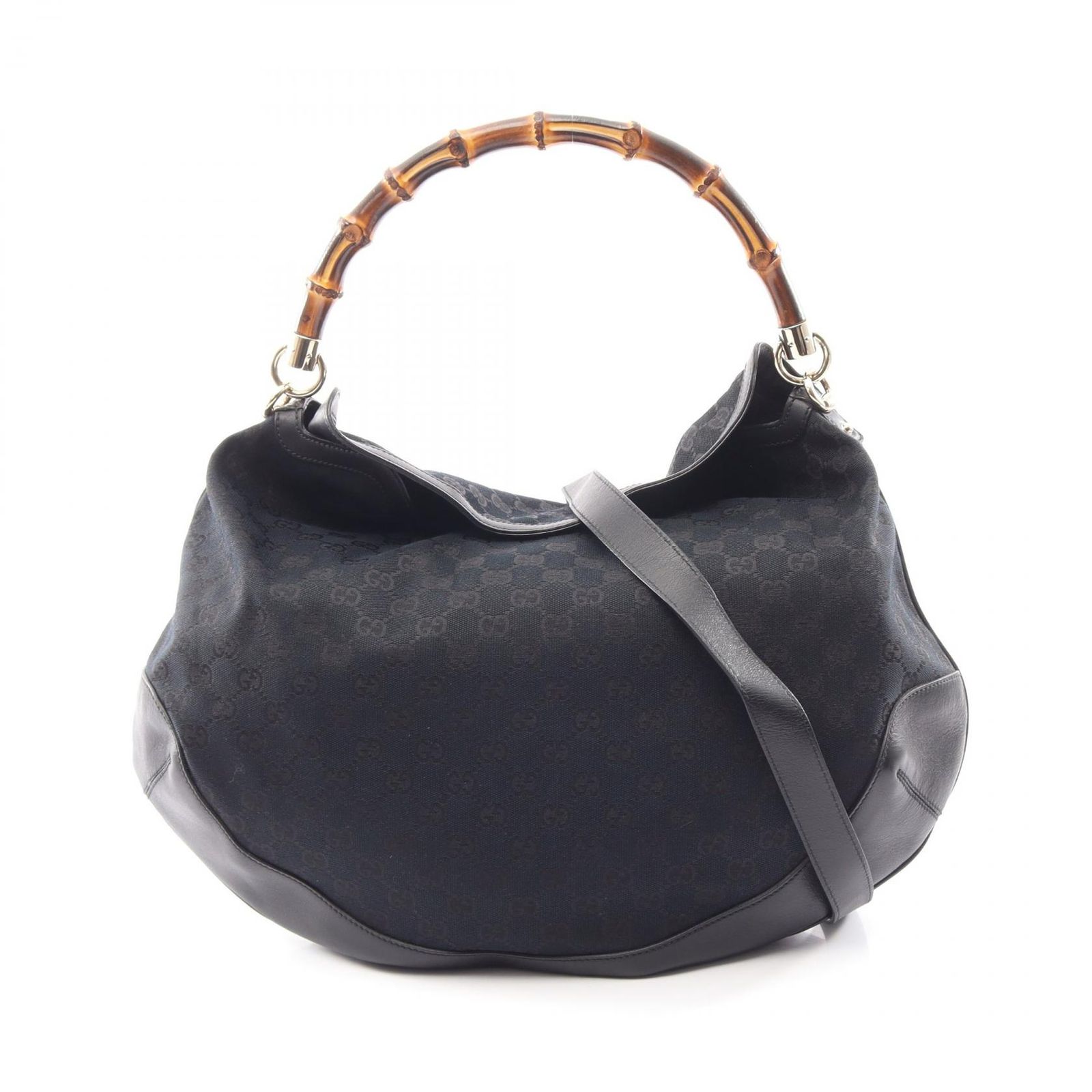 グッチ GUCCI ハンドバッグ バンブー GGキャンバス 2WAY ブラック 