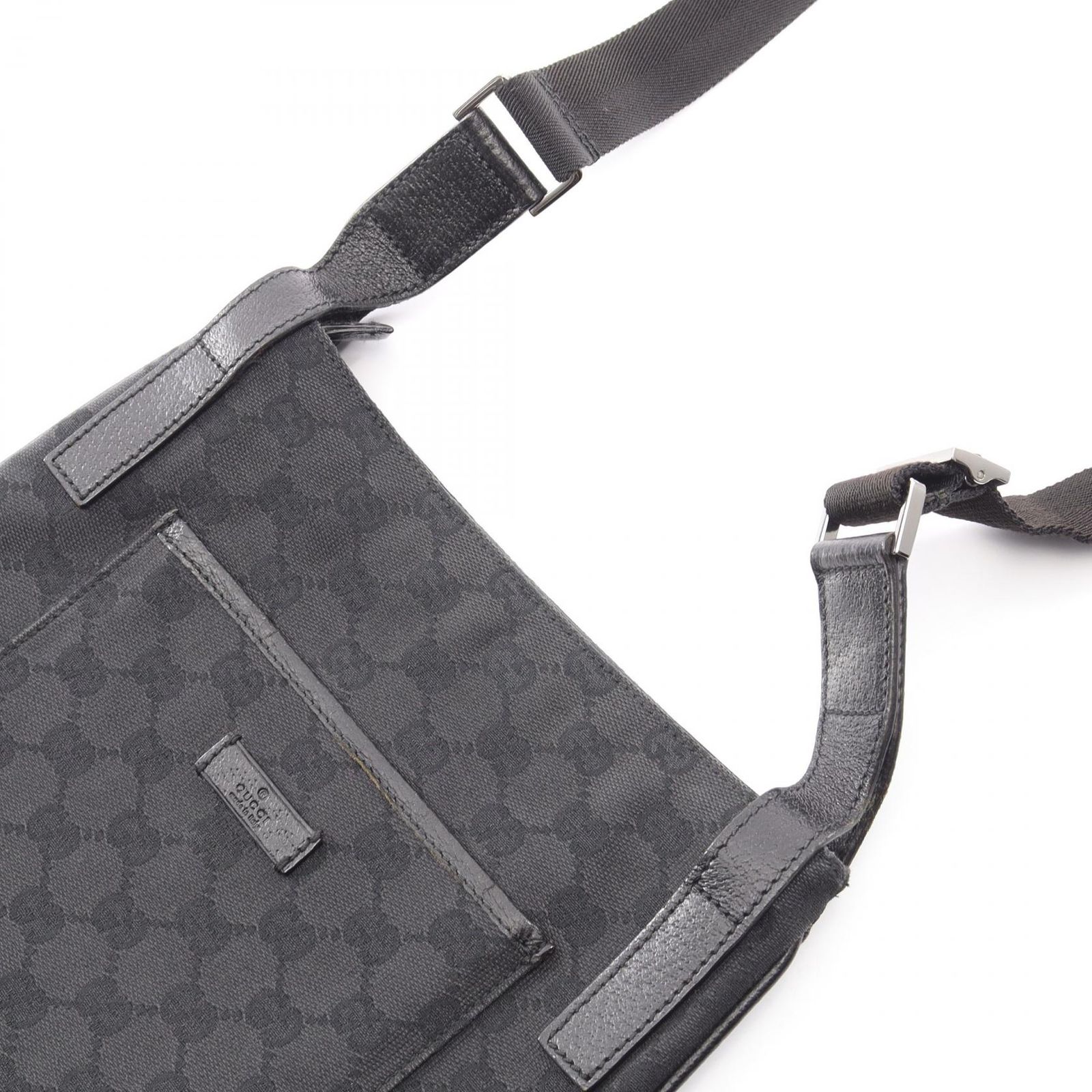 グッチ GUCCI ショルダーバッグ GGキャンバス 122793 ブラック キャンバス レザー ショルダーバッグ レディース Used B
