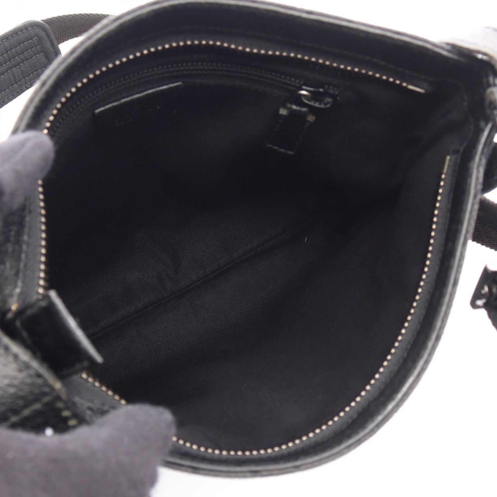 グッチ GUCCI ショルダーバッグ GGキャンバス 122793 ブラック キャンバス レザー ショルダーバッグ レディース Used B