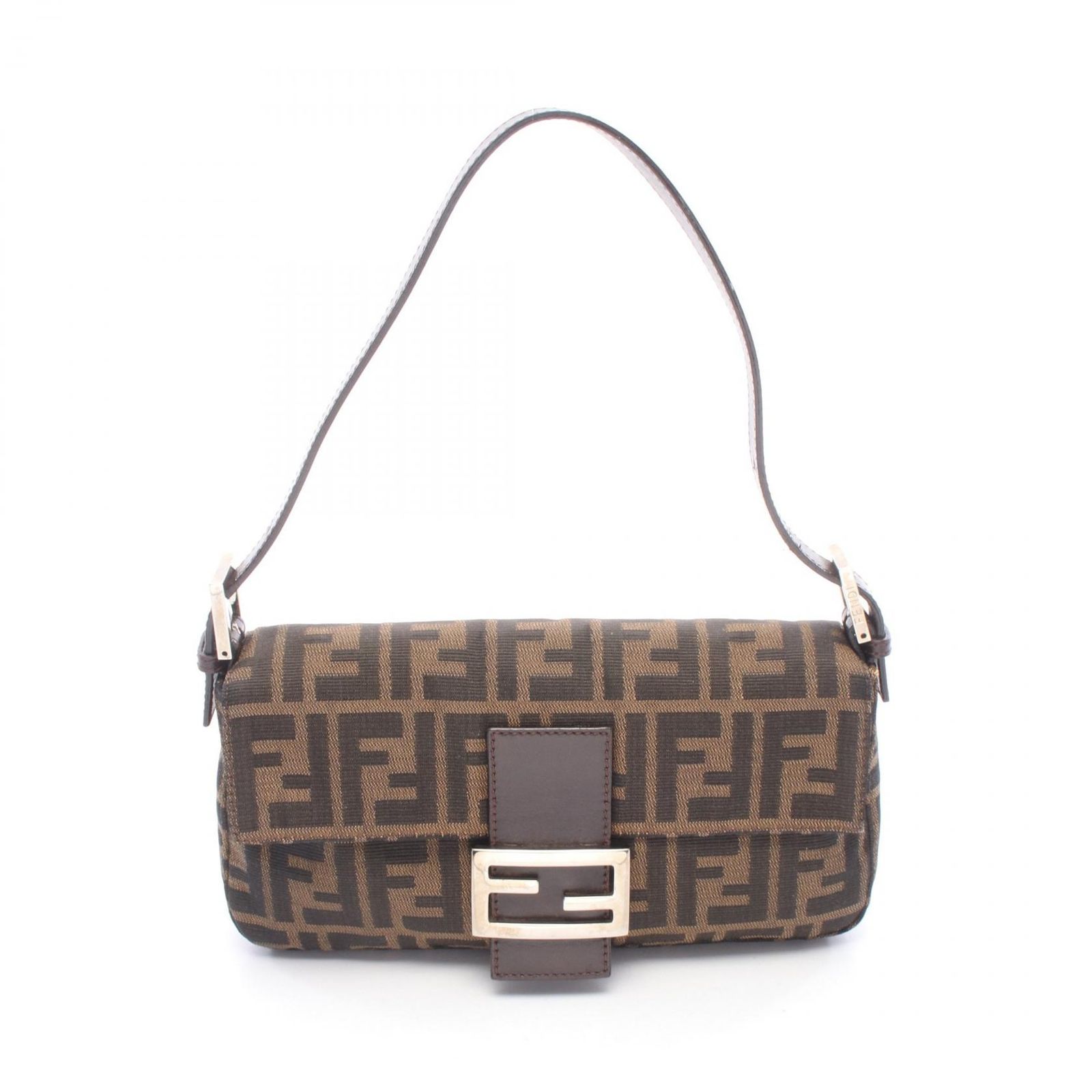 フェンディ FENDI ハンドバッグ マンマバケット ブラック/ブラウン キャンバス レザー ズッカ マンマバケット レディース Used A