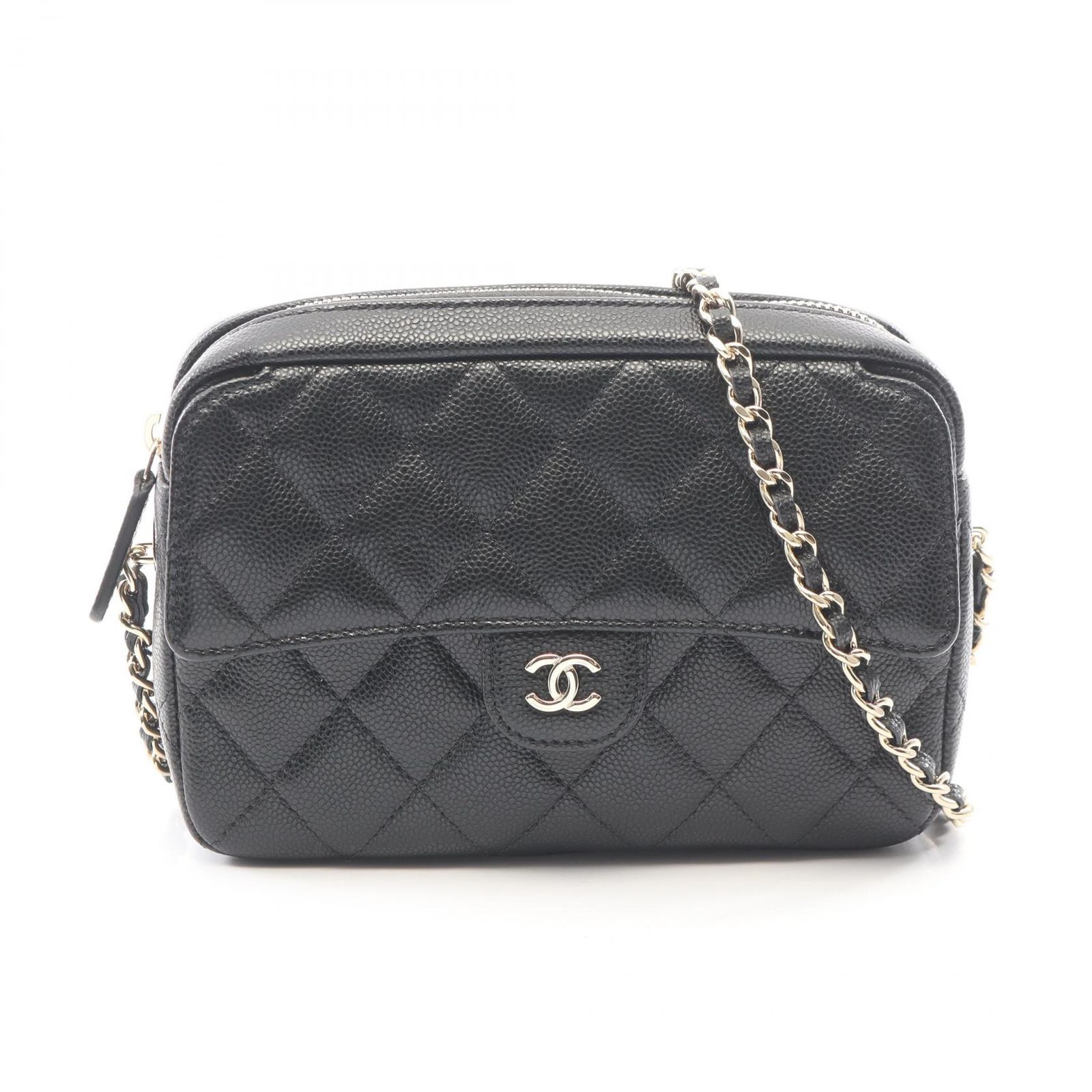 シャネル CHANEL ショルダーバッグ マトラッセ クラシック チェーンクラッチ ブラック キャビアスキン(グレインドカーフ) マトラッセ クラシック チェーンクラッチ