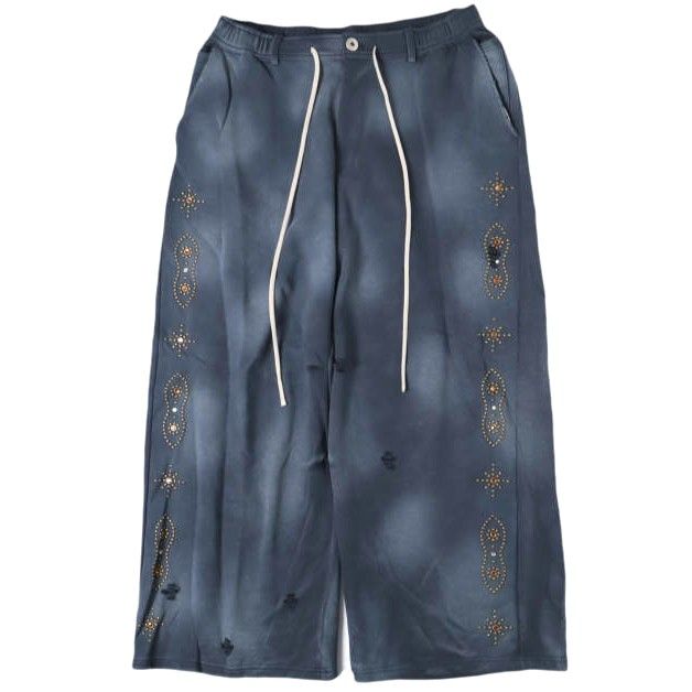 新品 Danke Schon ダンケシェーン 26SS STUDS SWEAT BAGGY PANTS スタッズスウェットバギーパンツ 250933 L NAVY L.H.P. イージー 裏毛 ワイド ボトムス g27545