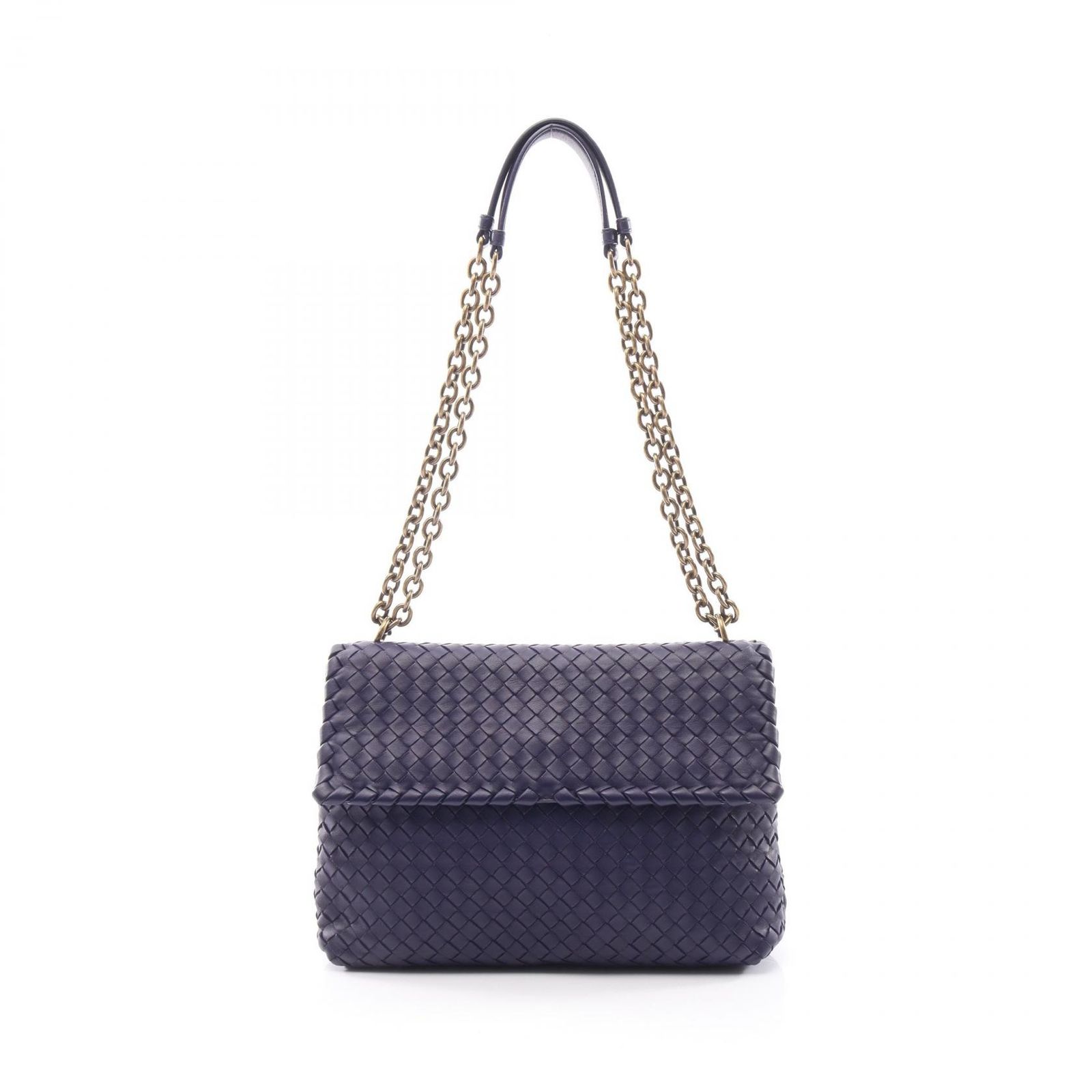 ボッテガヴェネタ BOTTEGA VENETA ショルダーバッグ オリンピア イントレチャート パープル レザー イントレチャート チェーンショルダーバッグ レディース Used A