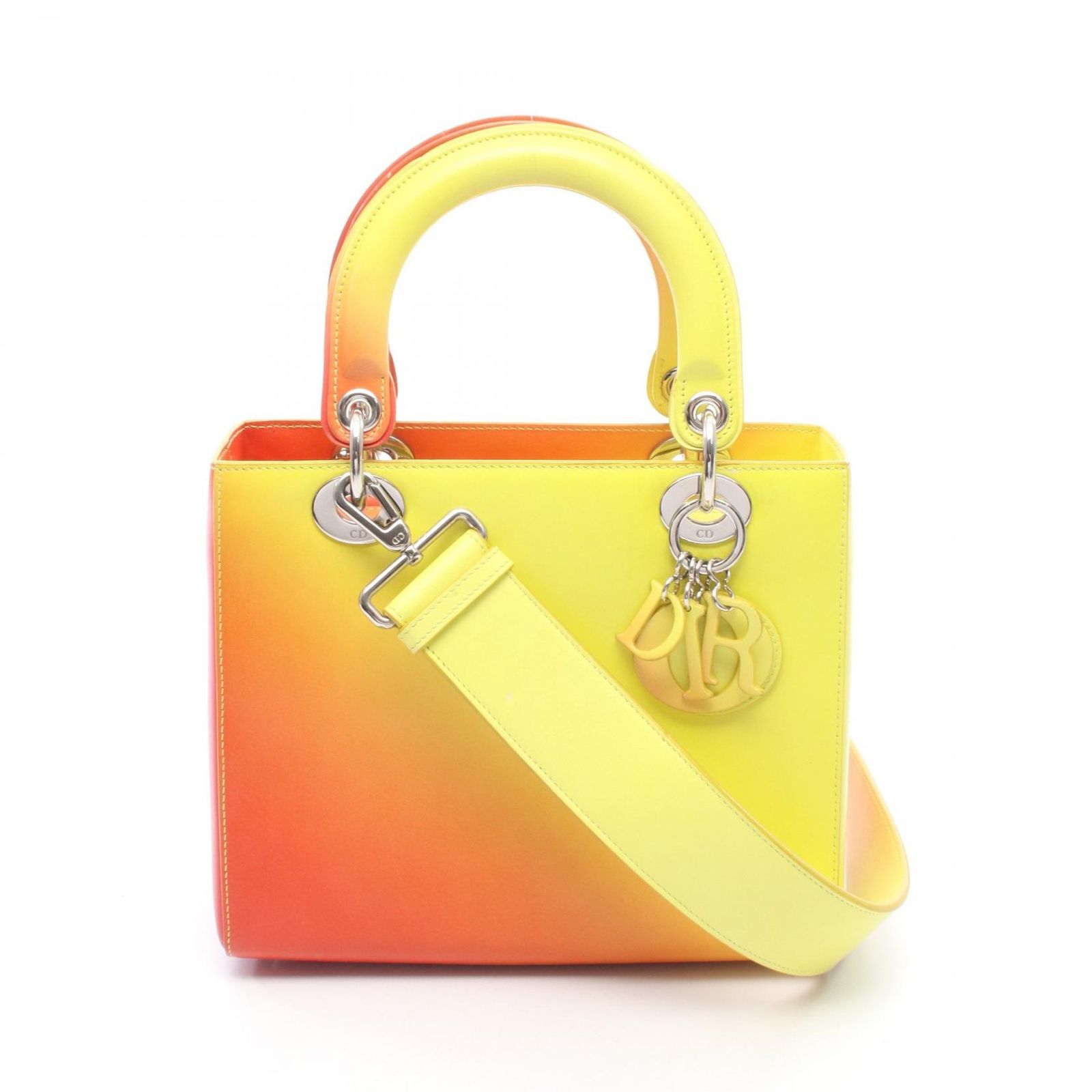 ディオール Dior ハンドバッグ LADY DIOR レディディオール グラデーション 2WAY オレンジ/イエロー レザー レディディオール 2wayトート レディース Used A 184,400円
