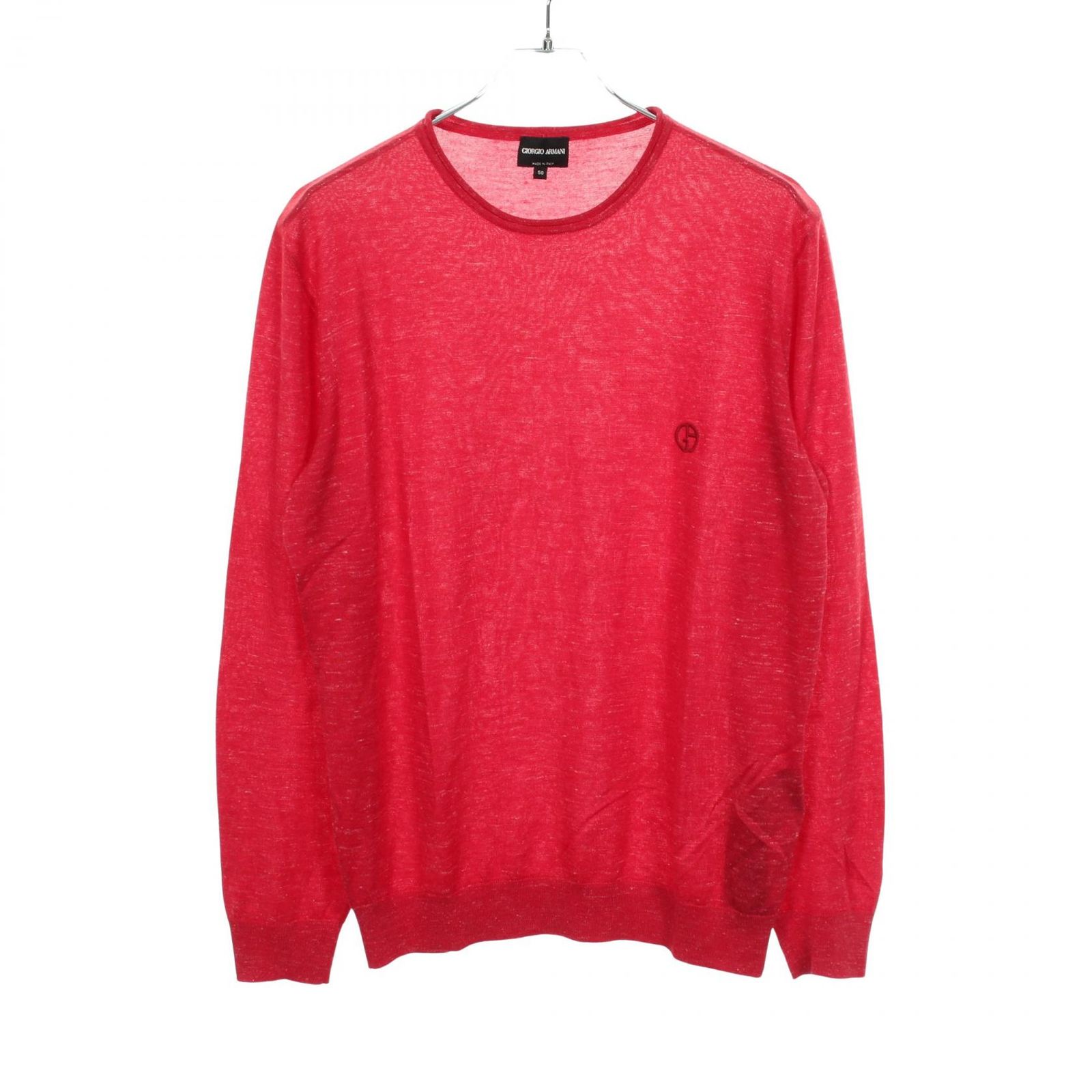ジョルジオアルマーニ GIORGIO ARMANI ニット ロゴ刺繍 長袖 3LSM30 シルク カシミヤ ニット メンズ Used A