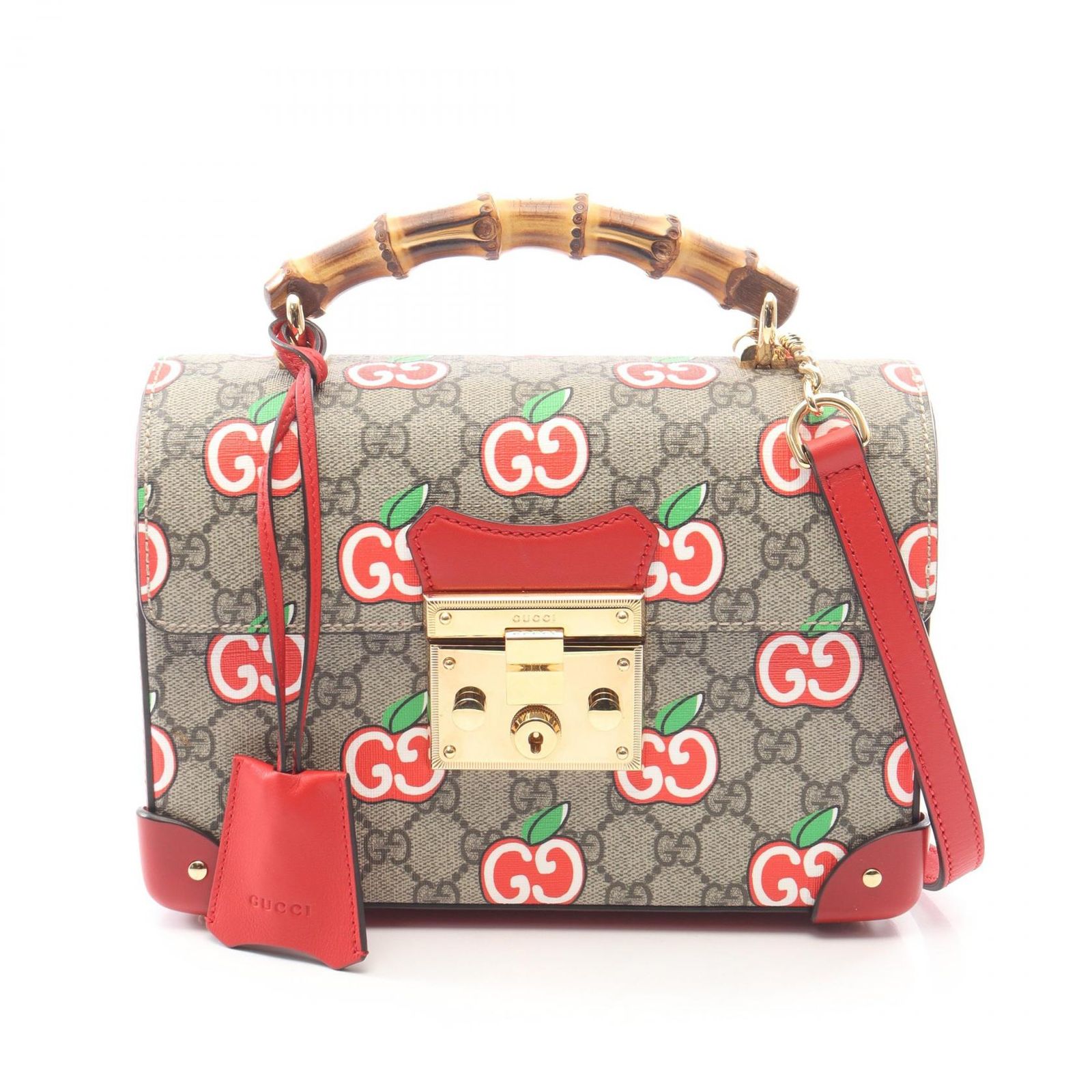 グッチ GUCCI ハンドバッグ GGアップル スモール バンブー 2WAY 603221 ベージュ/ブラウン/マルチ PVCコーティングキャンバス レザー GGアップル スモール バンブー 2way ハンドバック