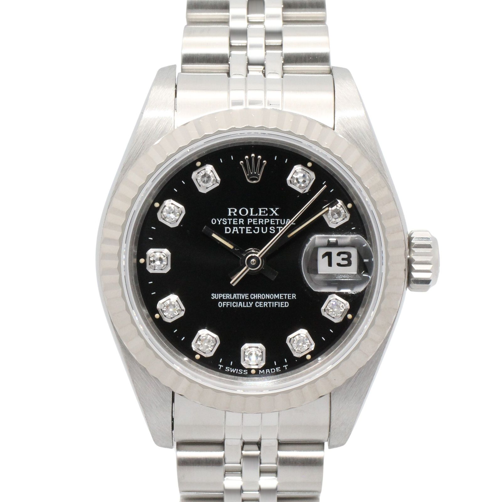 ロレックス ROLEX 腕時計 デイトジャスト W番 67174G BK/NP K18WG（ホワイトゴールド） ステンレススチール デイトジャスト W番 レディース Used A