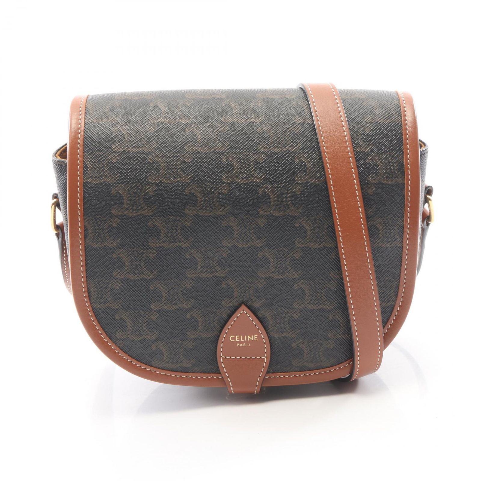 セリーヌ CELINE ショルダーバッグ フォルコ ミディアムバッグ トリオンフ 191502BZJ.04LU ダークブラウン/ブラウン PVCコーティングキャンバス レザー トリオンフ ミディアム フォルコ