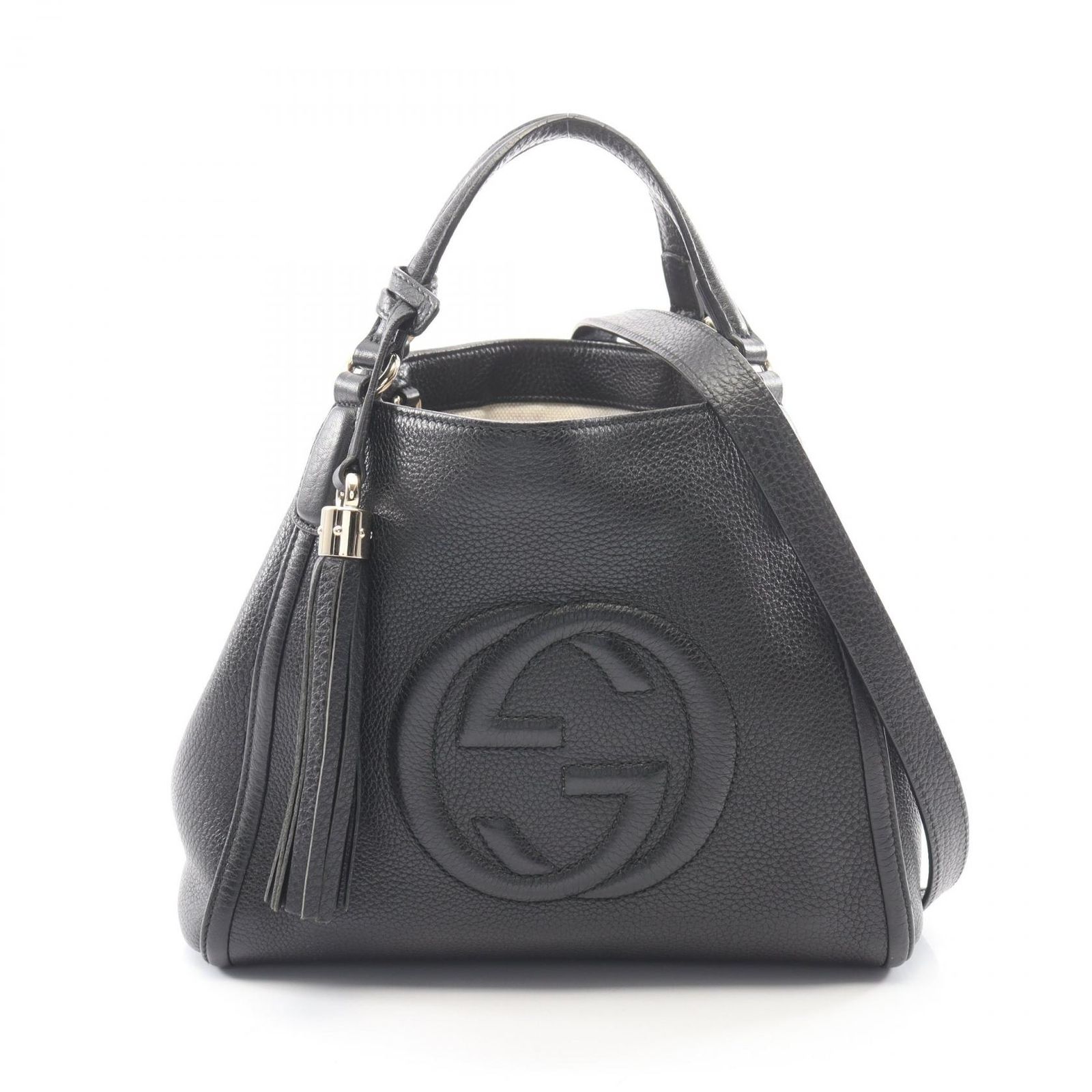 グッチ GUCCI ハンドバッグ ソーホー インターロッキングG 2WAY 336751 ブラック レザー ソーホー フリンジ 2wayショルダー レディース Used B