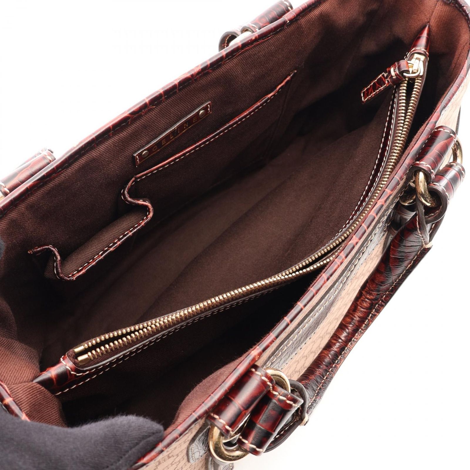 セリーヌ CELINE ハンドバッグ ブギーバッグ マカダム クロコ型押し 