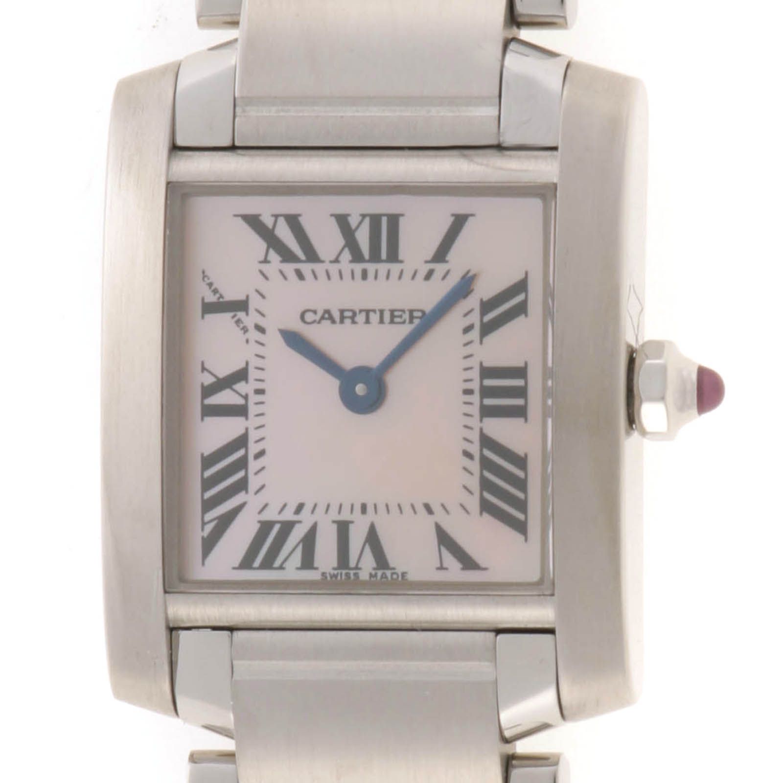 CARTIER カルティエ タンクフランセーズSM W51028Q3 腕時計 ステンレス ピンクシェル クオーツ ピンクシェル文字盤 レディース【中古】433