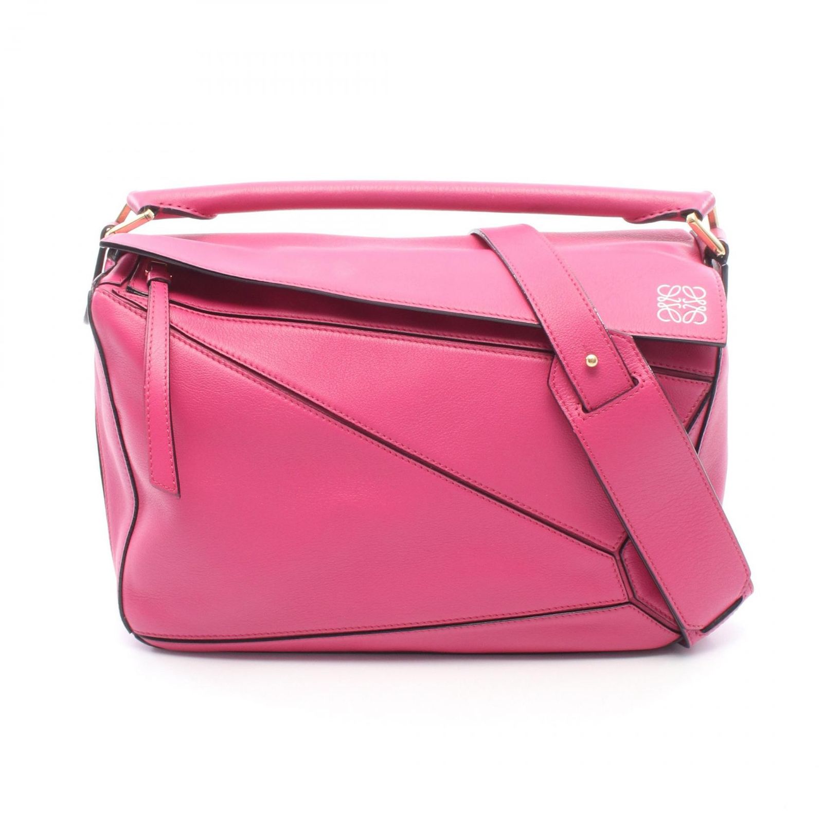 ロエベ LOEWE ハンドバッグ パズルバッグ ミディアム 2WAY ピンク レザー パズルバック ミディアム レディース Used B