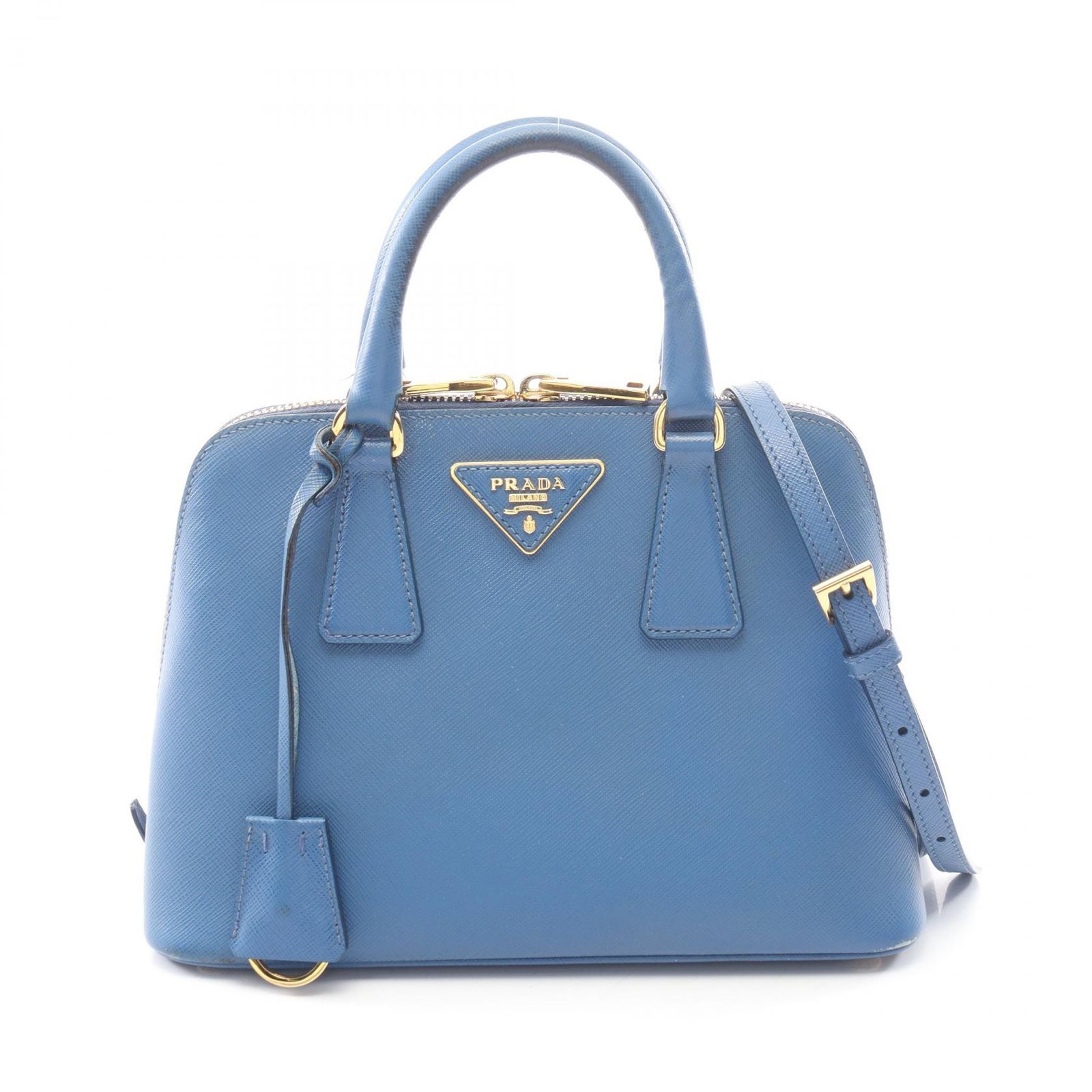 プラダ PRADA ハンドバッグ 2WAY ブルー サフィアーノレザー 2wayショルダー レディース Used B